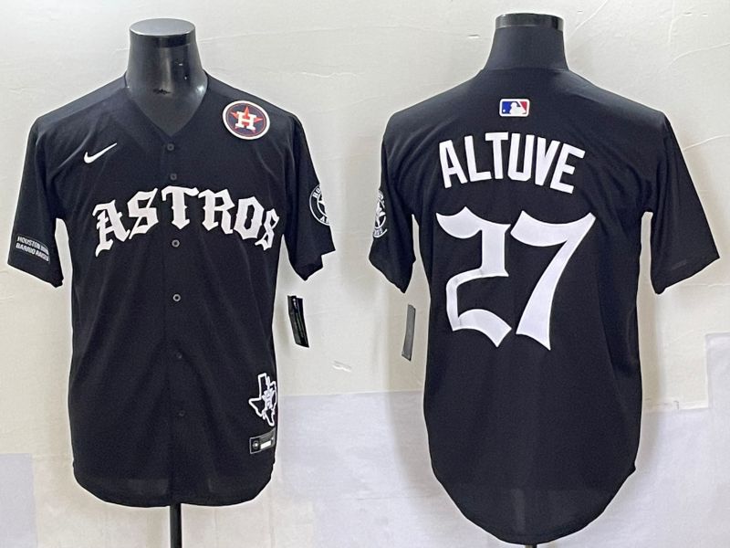 Men 2025 Houston Astros 27 Altuve Black Seven generations Joint Name Nike MLB Jersey style 14